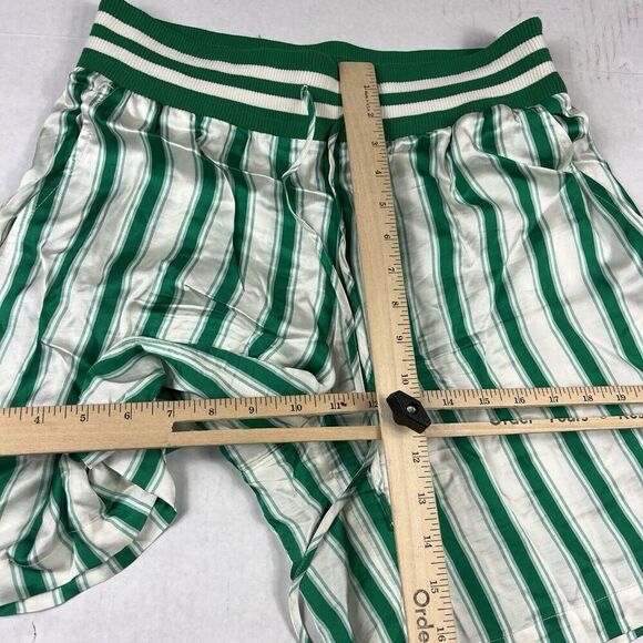Anthropologie Womens Satin Shorts Striped High Rise Lightweight Drawstring SMALL - Picture 6 of 11